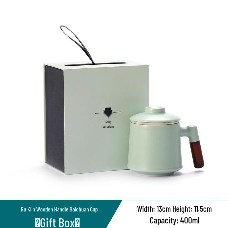 Ru Ware Ceramic Teacup with Tea & Water Separation Filter - Office Gift