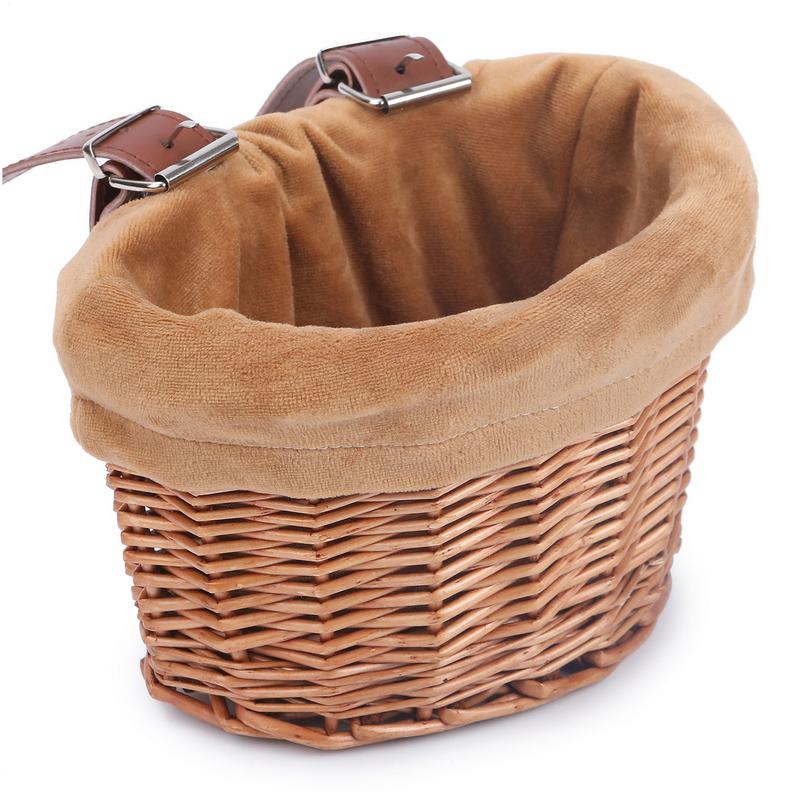 Woven Bike Basket Mini Bike Decor Front  Storage Basket Bike Decoration With Adjustable Mounting Straps For Picnic Photography