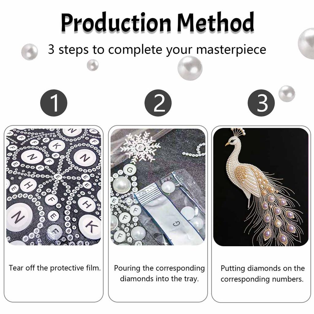 DIY Pearl Diamond Art Painting kits for Adult and Beginners, Majestic Peacock Sparkling Painting Craft Home Wall Decor Handmade Gift