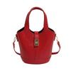 This Year's Popular Fashion Korean Version of Simple Solid Color Portable Bucket Bag Women's Casual Versatile Commuter Messenger Child and Mother Bag