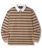 TRILLION Striped Rugby Oversized Pique Polo Shirt [Beige]