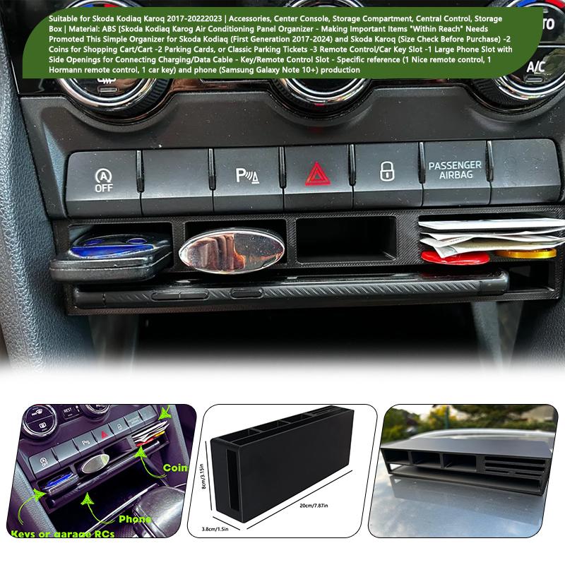 ABS Car Center Console Storage Compartment Multiple Intervals Box Automobile Storage Tool For Skoda Kodiaq Karoq 2017-2022 2023