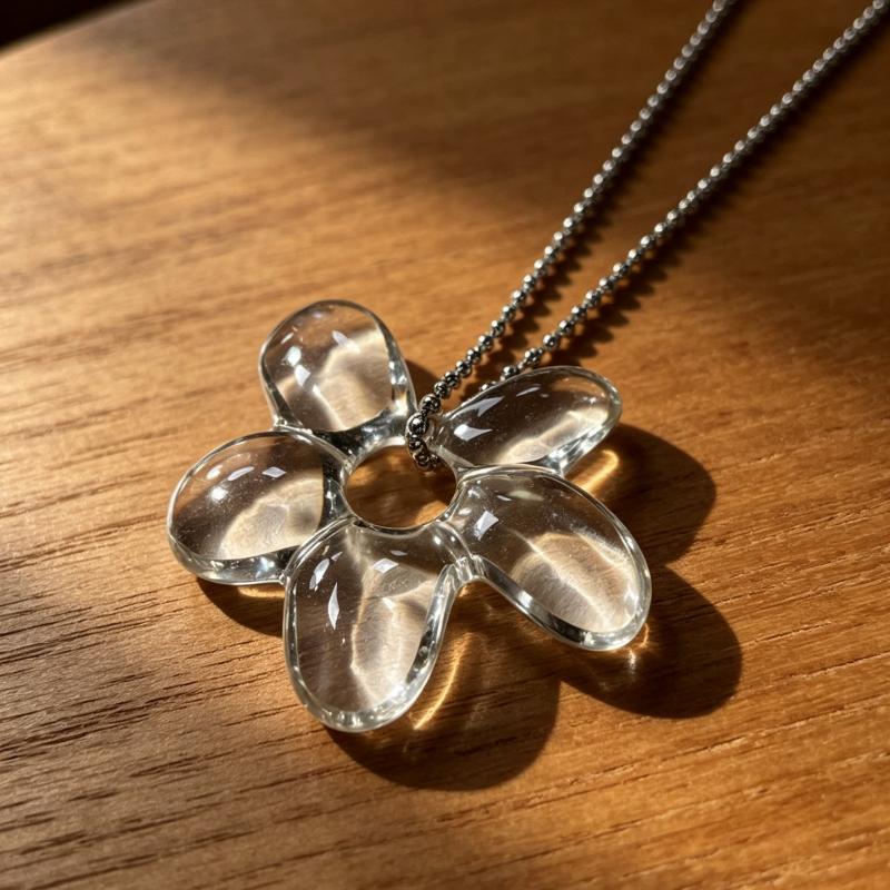 Transparent Resin Flower Pendant Necklace Metal Chain Multi Colors Daily Wear Party Gift For Women Girls