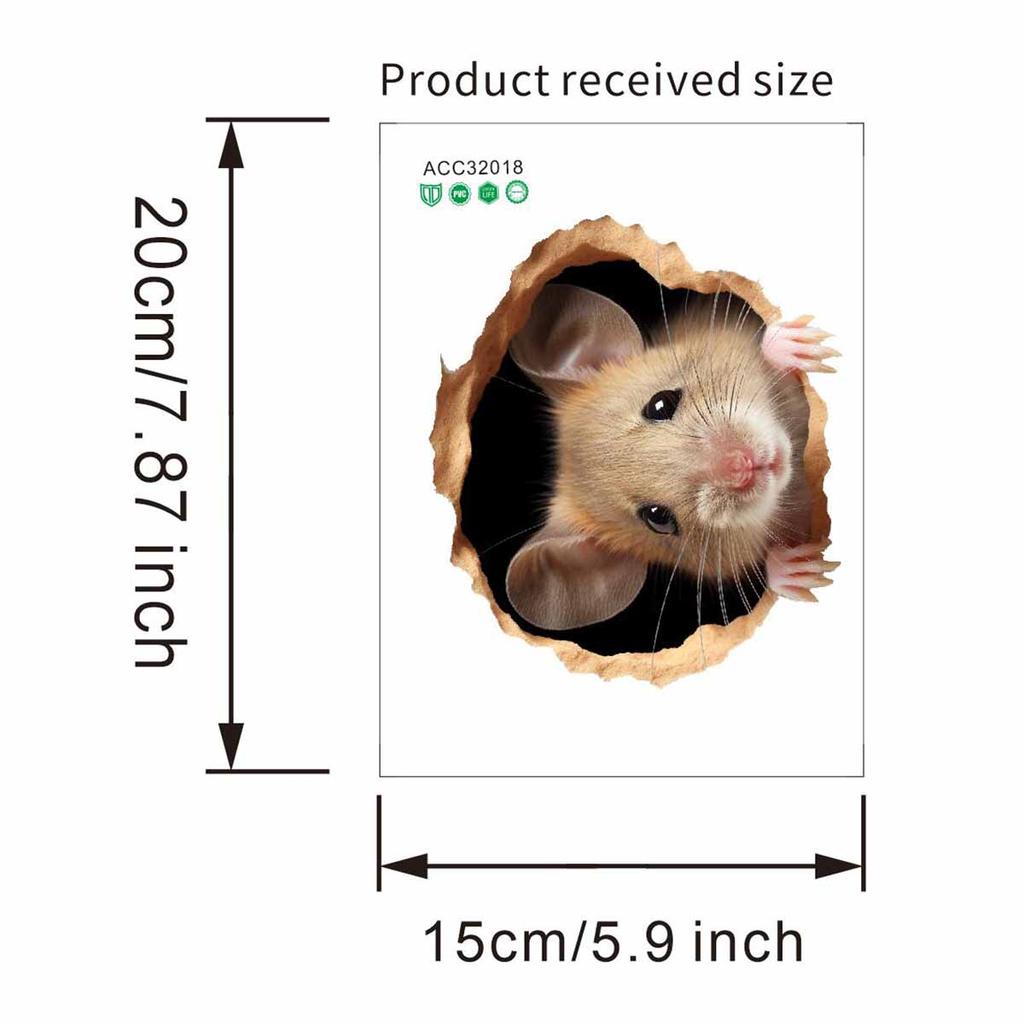 1PC Creative Mouse Hole Wall Sticker a Cute Mouse Design That Peeks Through a Hole Used for Fun Home Decoration in Living Room