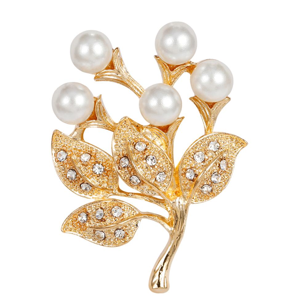 Woman Elegant Small Fresh Flowers Brooch Simple Pearl Rhinestone Pin Valentine's Day Gifts