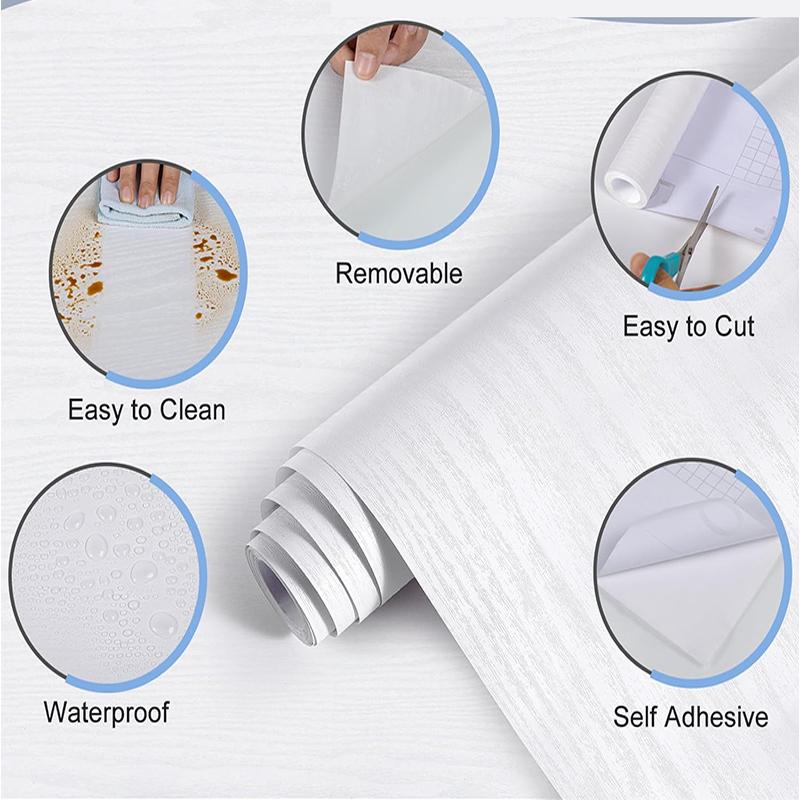Black /white Wood Grain Peeling Adhesive Paper Furniture Decoration DIYself-adhesive Film Solid Wood Touch Surface Easy To Clean