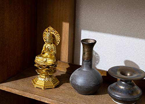 15cm Seishi Bodhisattva Buddhistische Statue (Vergoldet/24 Karat Gold) vom Bildhauer: Shuun Makita. Originalmodell (Jahr des Pferdes). Tierkreis-Schutzgott. T.