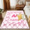 1PC Custom Name Pink Bow Alphabet Frame Theme Floor Mat Ideal for Living Room, Game Rooms, Office, Bedroom,Floor Mat Playful Design