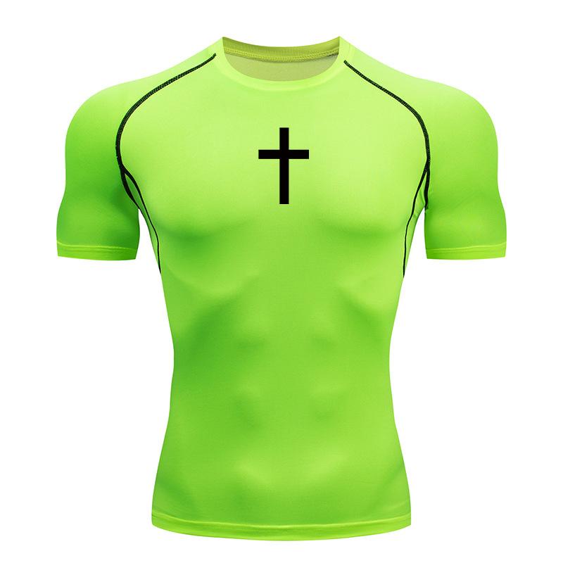 Magliette a Compressione per Allenamento Cristiano Magliette Sportive Asciugatura Rapida Uomo Palestra Fitness Maglie Intime Top Manica Corta Rash Guard