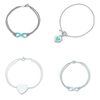 100 %925 Sterling Silver Original High Quality Brand Heart -Shaped Ladies Bracelet Fashion Simple Couple Bracelet