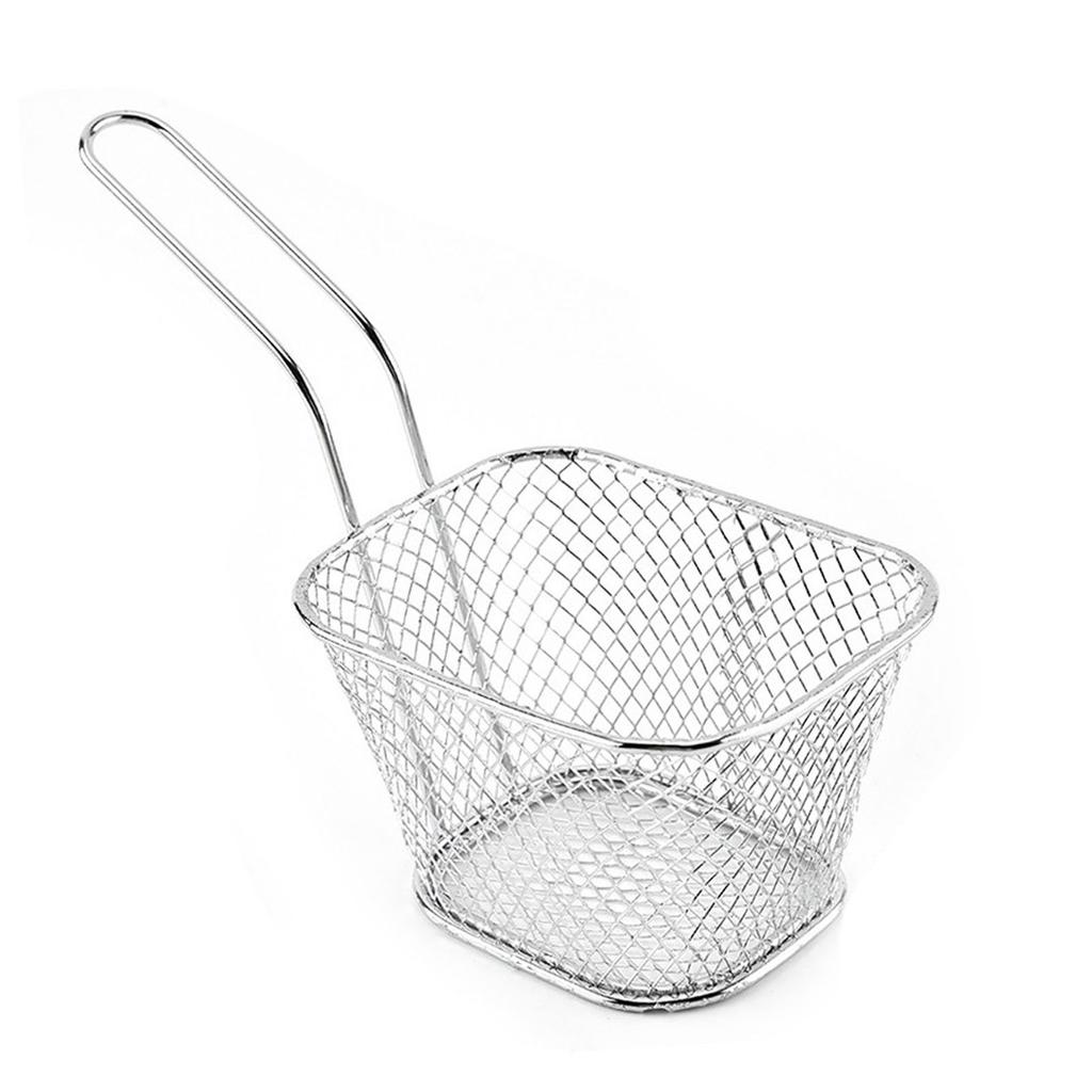 Deep Fry Basket Stainless Steel Mesh Basket with Handle Easy Clean Large Capacity Fry Cooking Tool