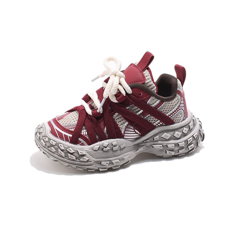 Kinder-Sneaker für Jungen Klobig Rutschfest Mädchen-Sneaker Mode Mesh Atmungsaktiv Kinder Lässig Schule Basketballschuhe Vielseitig
