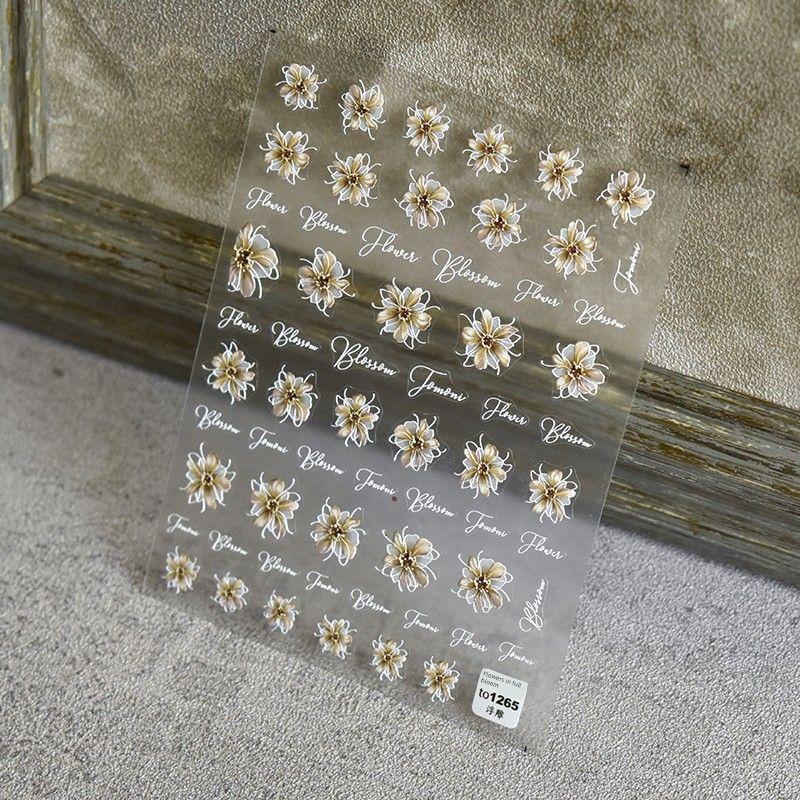 

Hot Blooming Flower Nail Art Sticker Tomoni Embossed Adhesive Cute Japanese Style Decals 5D Nail Sticker Ornament Blooming flowers 1265((Relief))