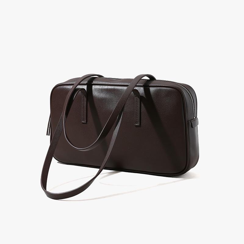 2024 Autumn/Winter Top Layer Cowhide Boston Tote & Commuter Handbag