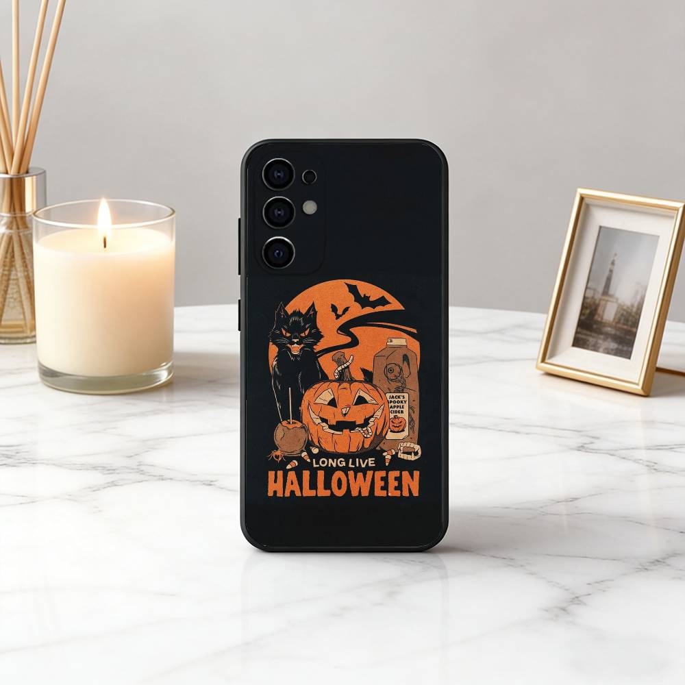 Happy H-Halloween HH Phone Case For Samsung S25,S24,S21,S22,S23,S30,Ultra,S20,Plus,Fe,Lite,Note,10,Black Cover