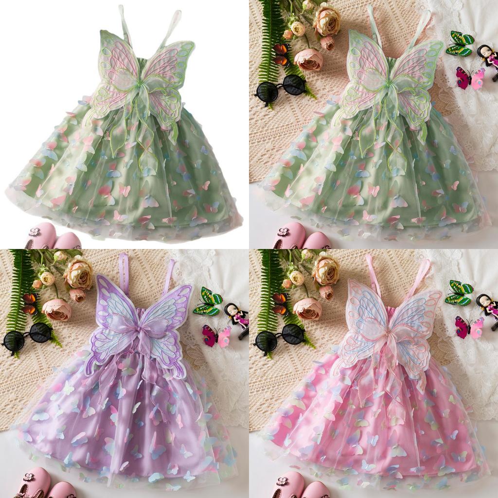 Butterfly Princess Dress For Girls With Cotton Blend Fabric Summer Child Gown