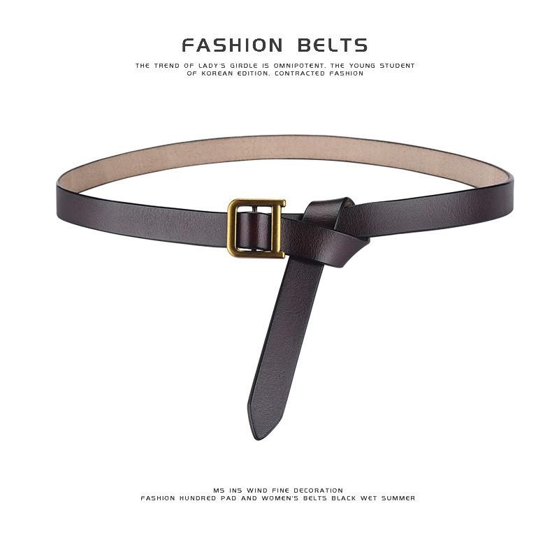 

Mary Women s leather belt - minimalist, versatile, and stylish. crafted from genuine two-layer cowhide leather. black knotted belt 110cm