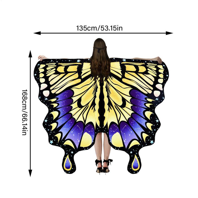 Butterfly Wings For Women Halloween Party Costume Adult Costume Cosplay Woman Butterfly Costume Cape Cloak Shawl Colorful