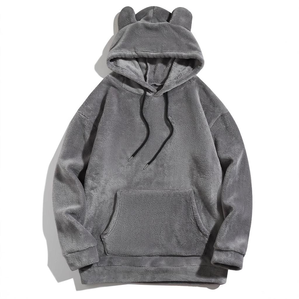 Herbst Winter Feuchtigkeitsableitend Bequem Hautfreundlich Oberteile Große Größe Mit Kapuze Herren Freizeit Persönlichkeit Mode Pullover Korallen Samt Jacke Herren