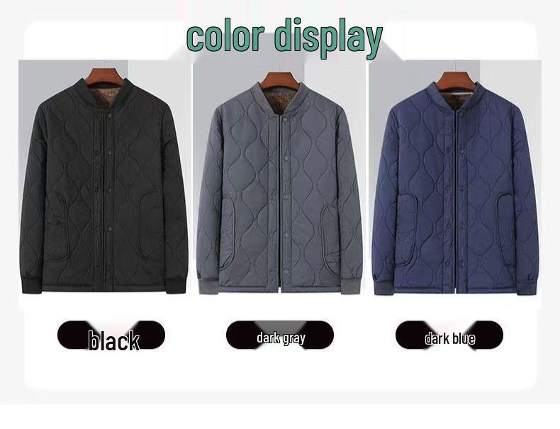 Men's Lambswool Cotton Winter Jacket - Middle-aged Father's Warm Loose Coat with Thick Velvet Liner