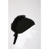 Women's Black Combed Cotton Bun Bonnet Ruffle