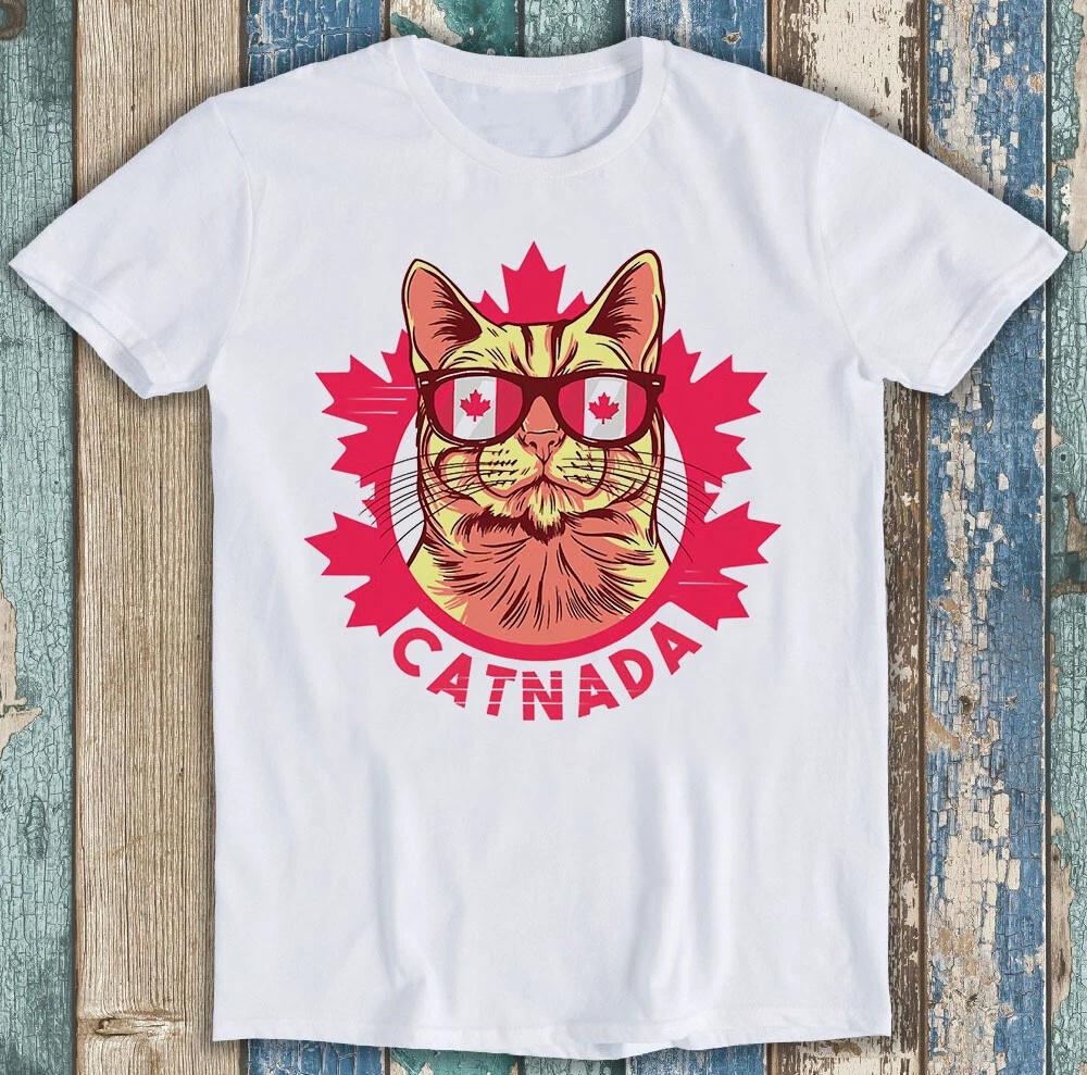 Catnada Canada National Cat Day Lucky Cat Funny Meme Gift Tee T Shirt M1232 XL