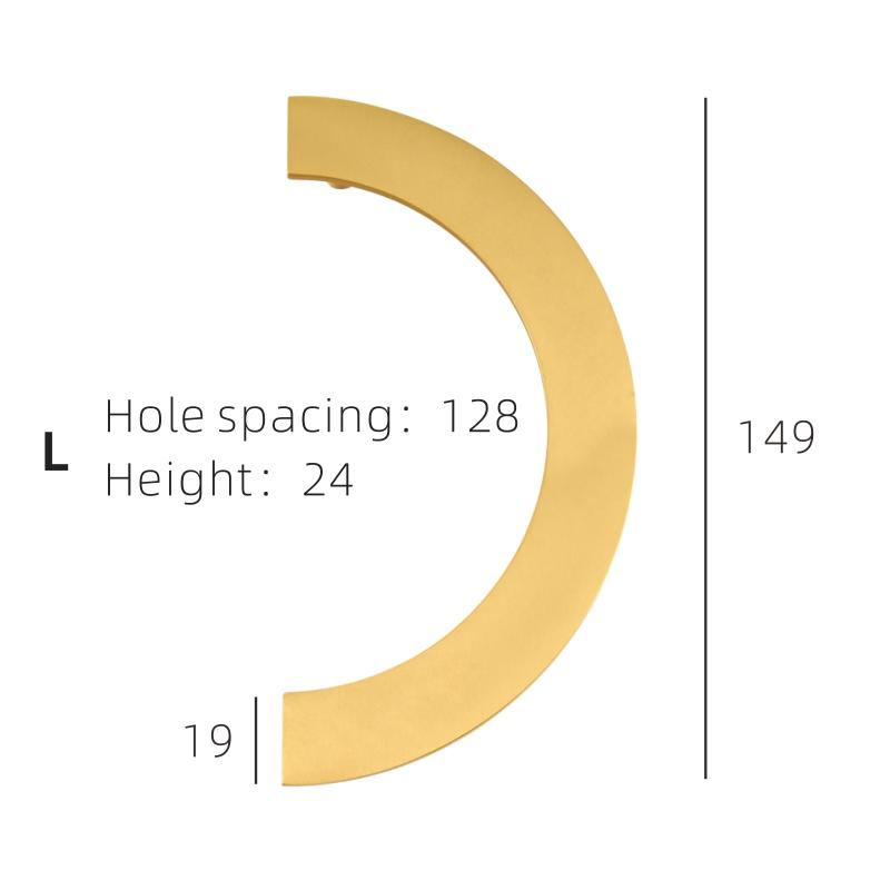 Dooroom Brass Furniture Handles Modern Light Luxury Semi Circle Pulls Wardrobe Dresser Cupboard Cabinet Drawer Half Moon Knobs