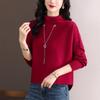 Semi-turtleneck Knitted Bottoming Shirt Women's Spring and Autumn Models New Long-sleeved Splicing Fake Two-piece Top Short Sweater