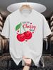 Unisexs I Love You Cherry Much Graphic Tee Cute Cherry Fruit Heart Print O Neck Short Sleeve Cotton Casual Tops For Fruit Lover Unisex