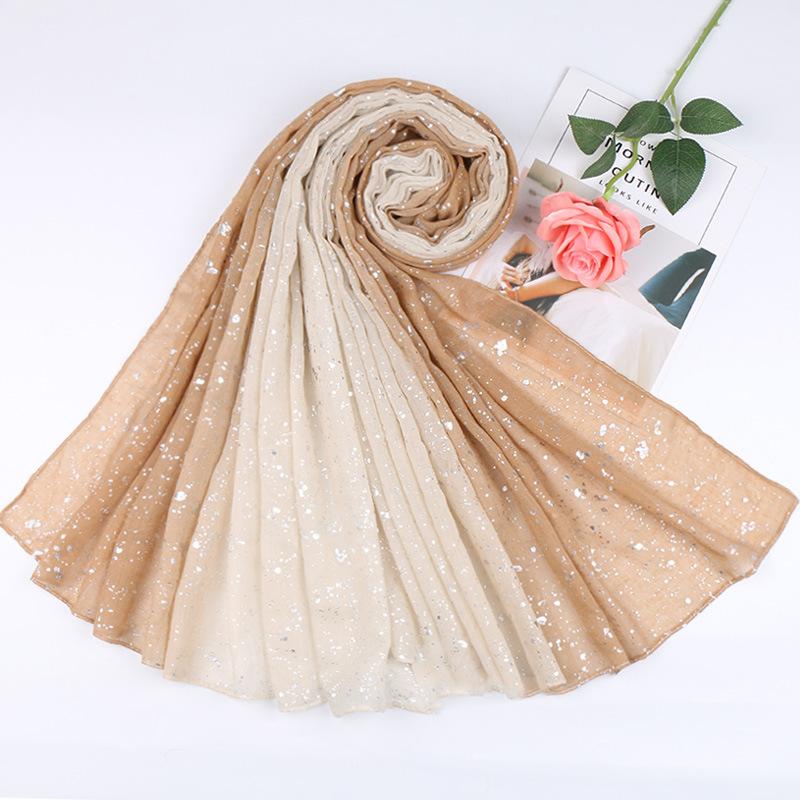 Fashion Ombre Two-tone Glitter Gradient Viscose Shawl Scarf Women Shimmer Bling Wrap Pashmina Stole Bufandas Muslim Hijab Snood