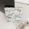 Polyester Canvas Flower Clutch Bag Large Capacity Flower Pattern Makeup Bag Zipper Closure Portable Travel Toiletry Bag