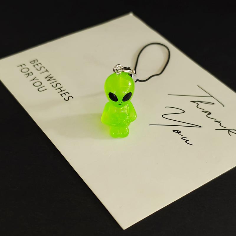 1/4Pcs Luminous Funny Green Alien Lanyard Keychain Resin Charm Mobile Phone Rope Key Chain Backpack Pendants Friend Gifts