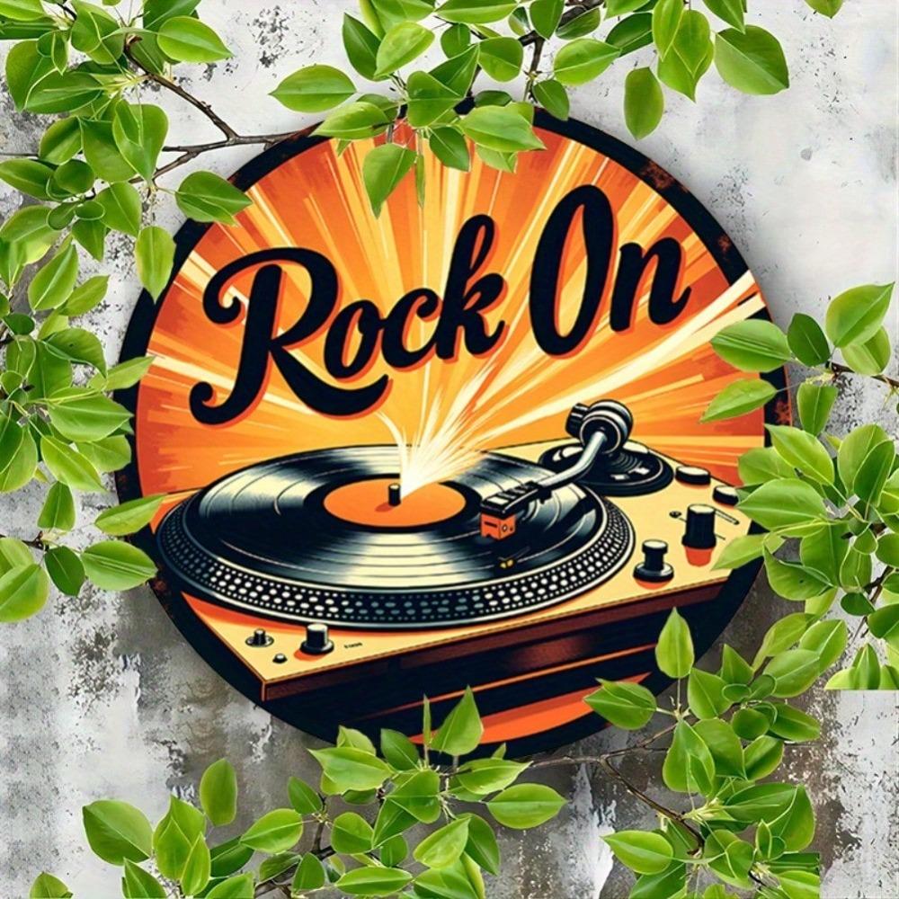 Vintage Record Player Metal Sign Retro Music Wall Art Decor