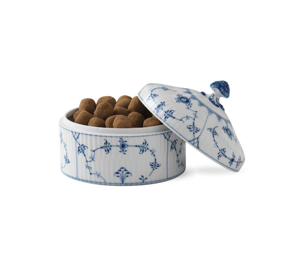 Importovaná kulatá krabička Royal Copenhagen Blue Fluted Flat Box 13cm, svatební dárek 1016758 [Běžný produkt]