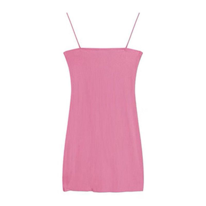 Summer sexy sweet and spicy pink camisole dress for women, Korean design design fitting slimming base pencil skirt