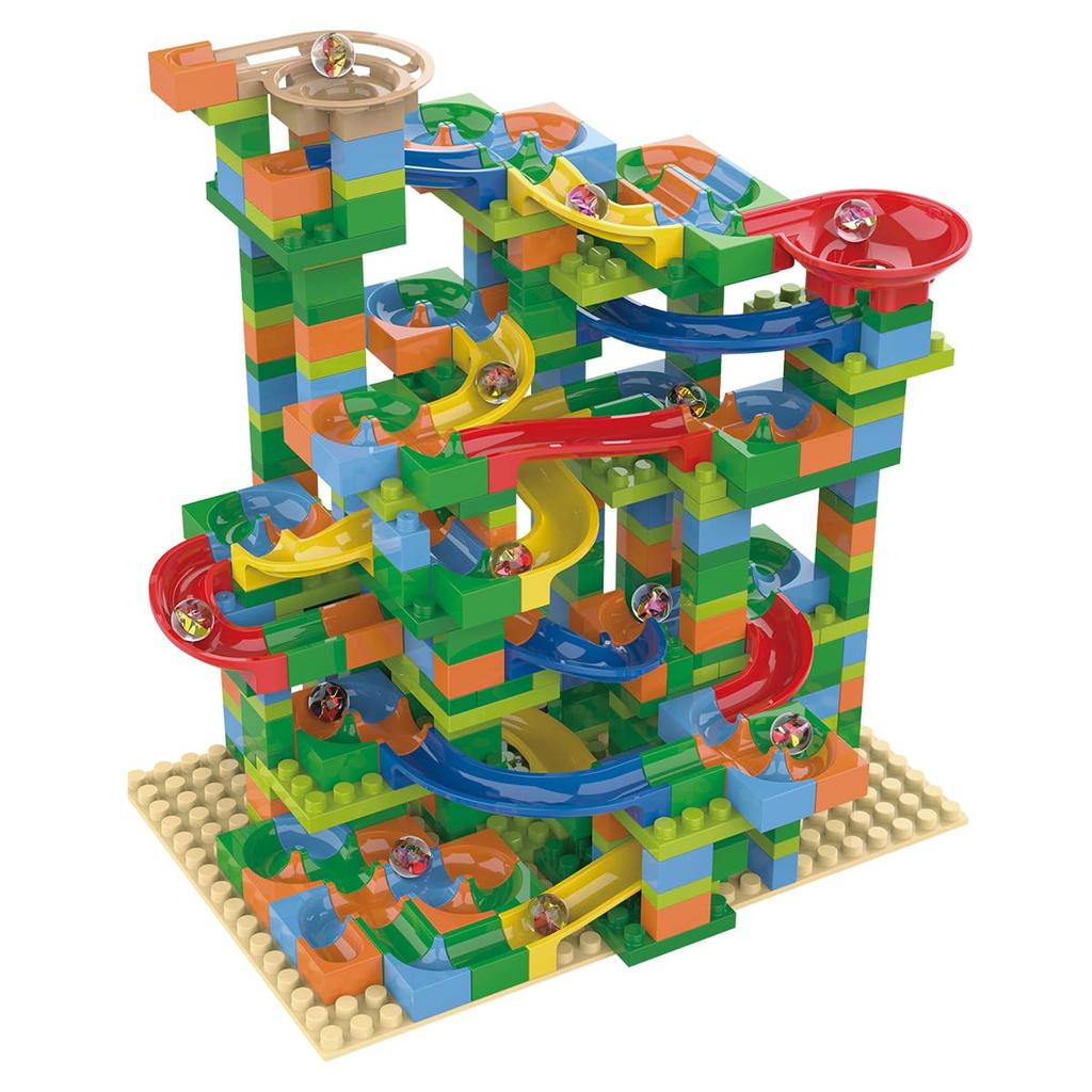 Ikeda Kogyosha Rolling Marble Coasters 402 Pieces [Blocks/Block Coasters/Educational Toy/402 Pieces/Base Plate Included] (402 Pieces)