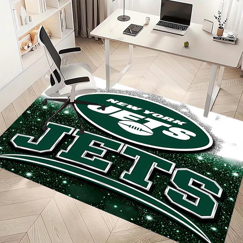 1pc New York Jets logo Print Area Rug - Soft, Washable Non-Slip Indoor Mat, Living Room, Home Office Decorative Rug,Office Decorative