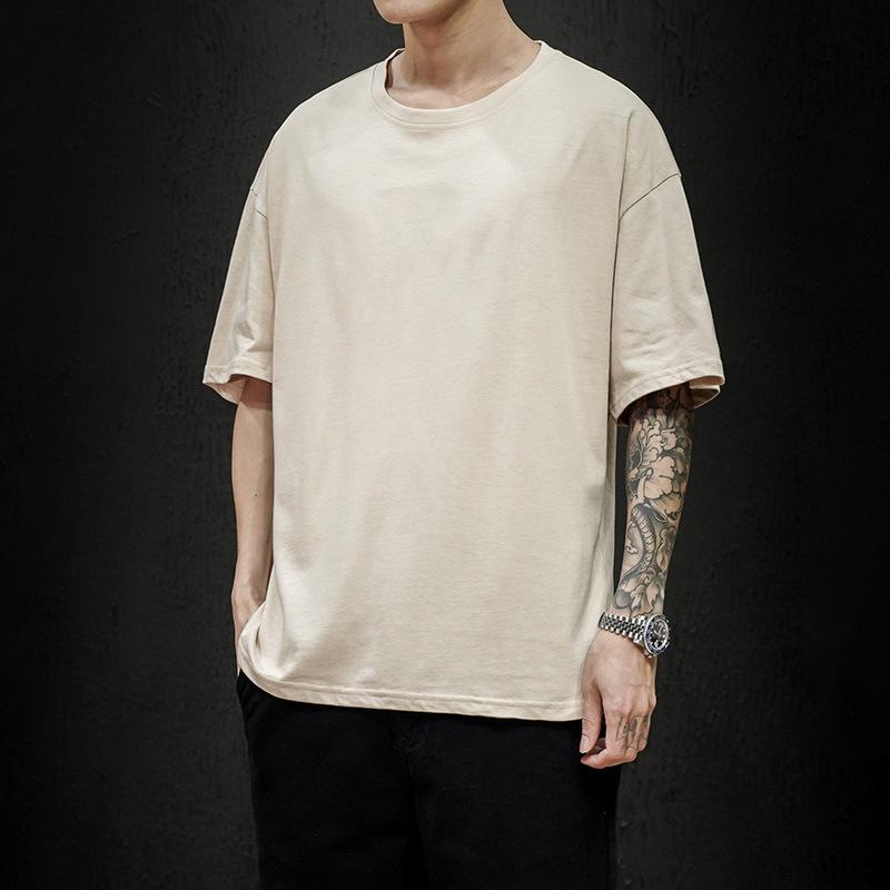 Summer Men's T Shirt Fashion Solid Oversized Hip Hop T-shirt Casual Cotton Mens Streetwear Top Tees