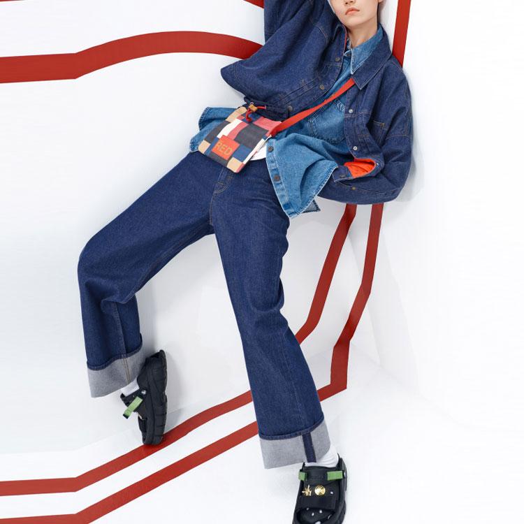 Levis Simple Casual Denim Long Sleeve Shirt Women Shirts Blue A2673-0000