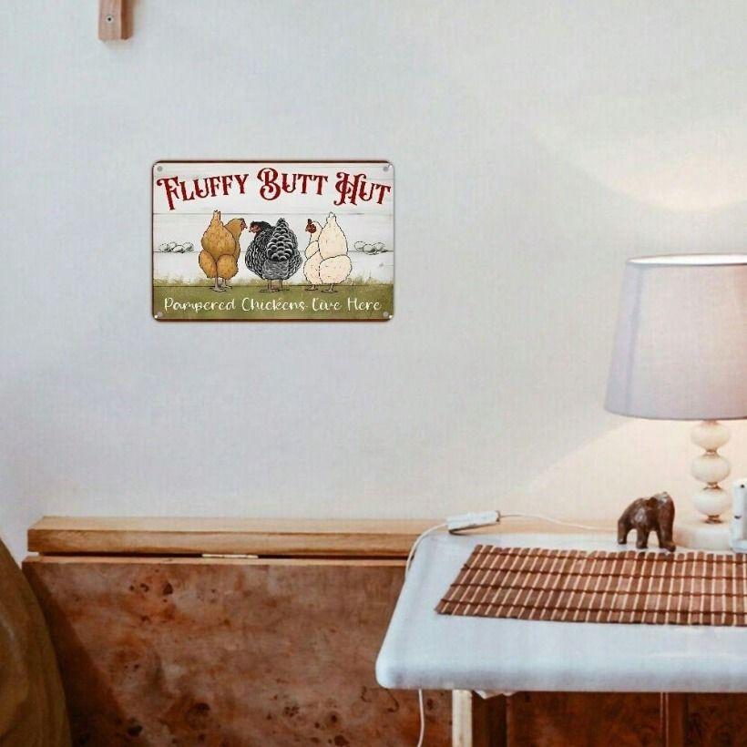 Metal wall art, 3D chicken coop poster, rustic farmhouse kitchen decor