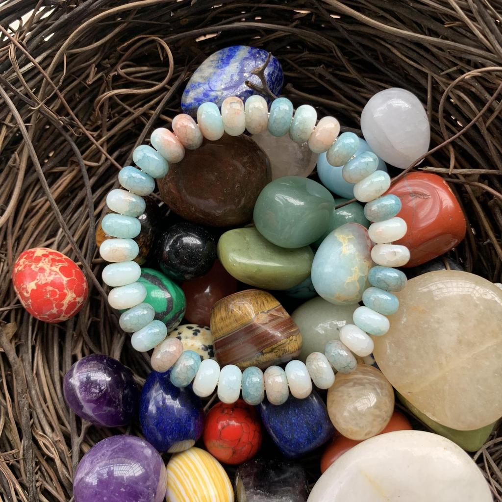 Grüner Aventurin & Tigerauge Perlen Handgemachtes Elastisches Armband