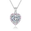 S925 Sterling Silver Pink Diamond Love Necklace Female Niche Design Sense Light Luxury Heart-shaped Zircon Pendant Collarbone Chain European