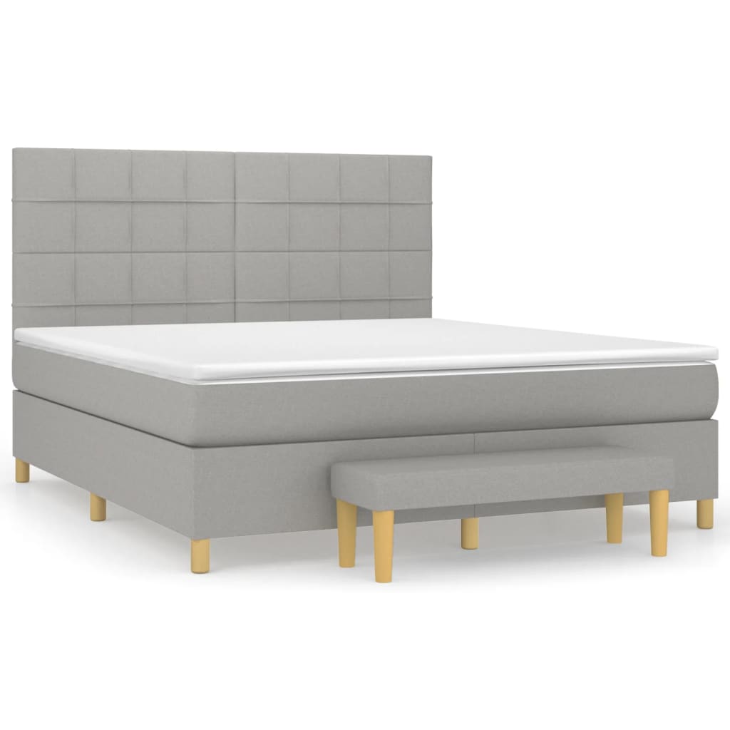 Box Spring Bed with Mattress Light Grey 160 x 200 cm Fabric