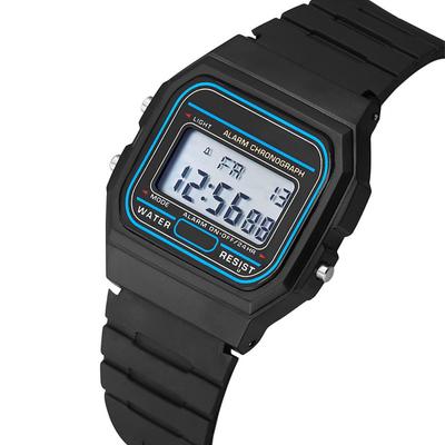Sportovní LED digitální hodinky pro muže Jednoduchý malý čtvercový ciferník Elektronické hodinky Silikonový pásek Módní Ležérní pánské hodinky