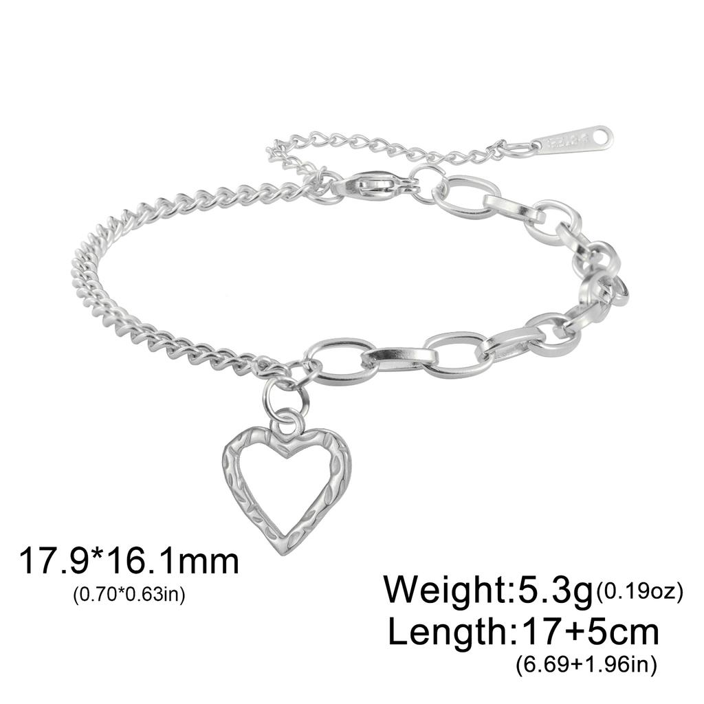 Heart Beads Charm Bracelet Stainless Steel Gold Double Layer Chain Bracelets Trendy Women Jewelry Mother's Day Gift