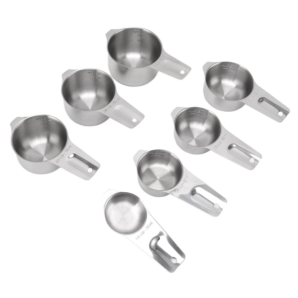 7Pcs Measuring Cups Set Stainless Steel Stackable Multifunctional Metal Nesting Measuring Cups Set for Kitchen Tools