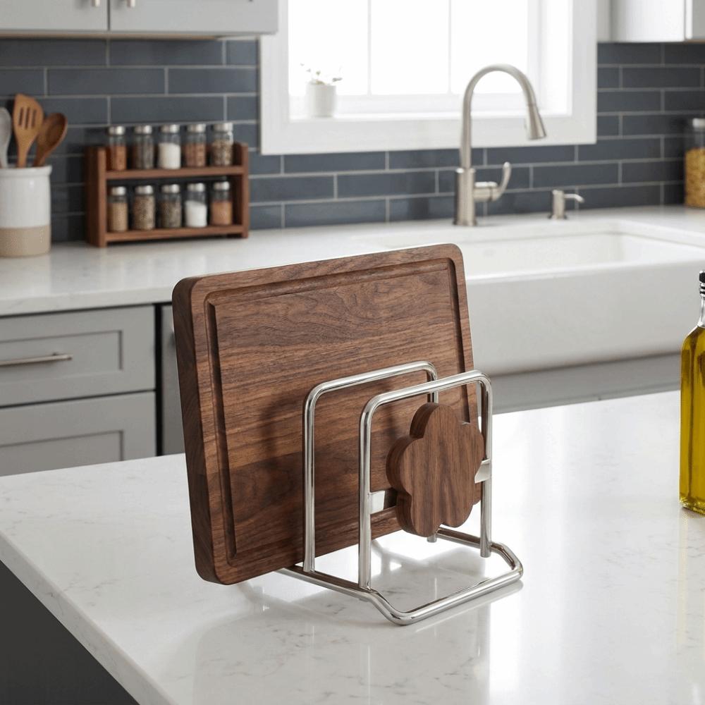 Stable Cutting Board Rack Vintage Style Countertop Draining Storage Shelf for Kitchen