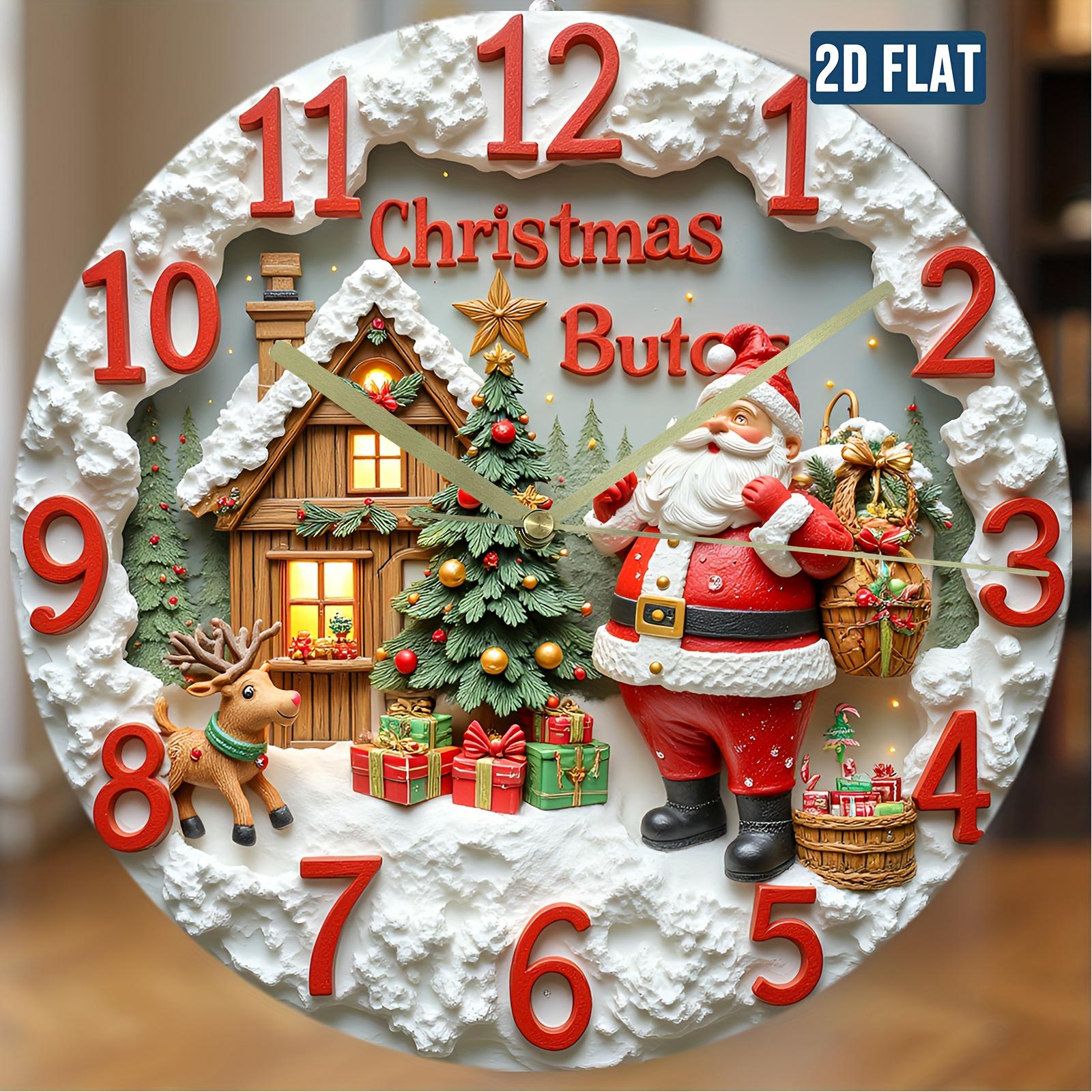 

Santa Claus & Snow House Silent Wall Clock - Round Acrylic- Christmas Holiday Decor for Home, Office, Bedroom - Unique Gift for (as the picture,10x10 inch)