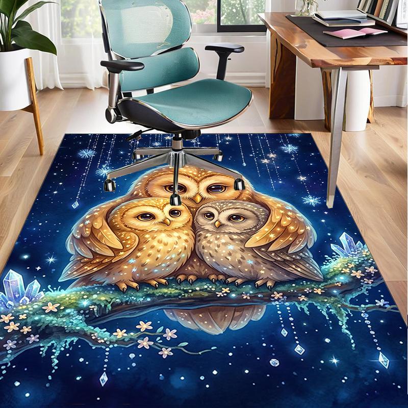 Moonlit Owl Fantasy Office Rug Chair Mat, Entryway Carpet, Suitable for Front Door, Bedroom, Living Room, Desk, Holiday Gift