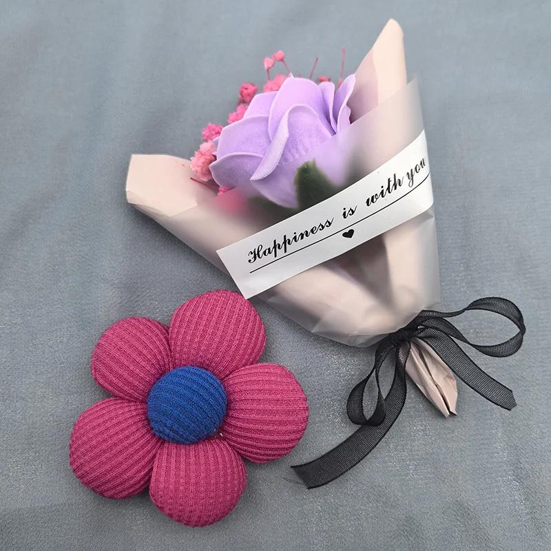 

flores para manualidades 10pc Flower Filling Cotton Handmade Fabric Padded Appliques Headwear Hairpin Patches Crafts DIY